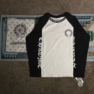 Chrome Hearts Black and White Kids Long Sleeve Tee